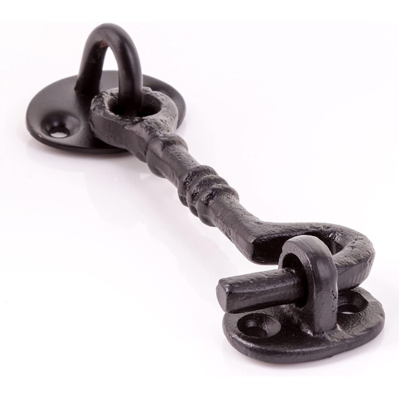 Heavy Duty Black Cabin Hook and Eye 100 mm/4 Inch
