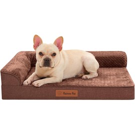 Rainmr Orthopedic Dog Bed for Small and Medium Dogs, Memory Foam Pet Bed with Washable Removable Cover, Nonskid Bottom, Waterproof, for Indoor, Outdoor, Crate ＆ Car Use, 30x20x6 Inches, Brown Grey