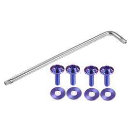 X AUTOHAUX 1 Set 1/4" M6 Universal Anti Theft License Plate Screws - Car Security Bolt Fasteners Kits for Car Tag Frame Holder with 4 Washers - Titanium Alloy Deep Purple