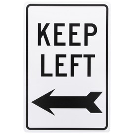 NMC TM28G KEEP LEFT Sign – 12 in. x 18 in. High Intensity Reflective Aluminum Traffic Safety Sign with Black Arrow Graphic, Text on White Base