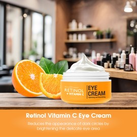 Retinol + Vitamin C Eye Cream - Anti-Aging, Dark Circle & Puffiness Treatment for Smooth, Firm Skin - Hydrating & Nourishing Formula for Sensitive Under-Eye Area