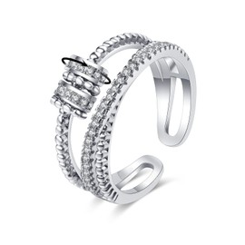 LIAN To My Daughter Fidget Rings for Women Infinity Spinner Meditation Rings Open Adjustable Rings with Rotatable Beads Cubic Zirconia Calming Worry Meditation Ring