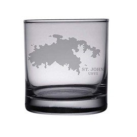 HullSpeed Designs St. John (Silhouette) Map - Engraved Rocks Glasses Set of 2