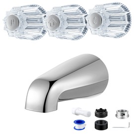 Enhon Shower Faucet Handle Replacement Set, Compatible with Price/Pfister Tub and Shower Faucets, Tub Spout Without Diverter and 3 Pieces Hot Cold and Diverter Shower Knob Replacement