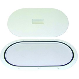 T-H Marine Sure-Seal Oval Deck Plate | Wide Waterproof Deck Plate Provides Quick Access to Valves, Batteries, Fittings | Notched Lid Textured with Non-Slip Pattern - 13-1/8” x 6-1/8”, Polar White