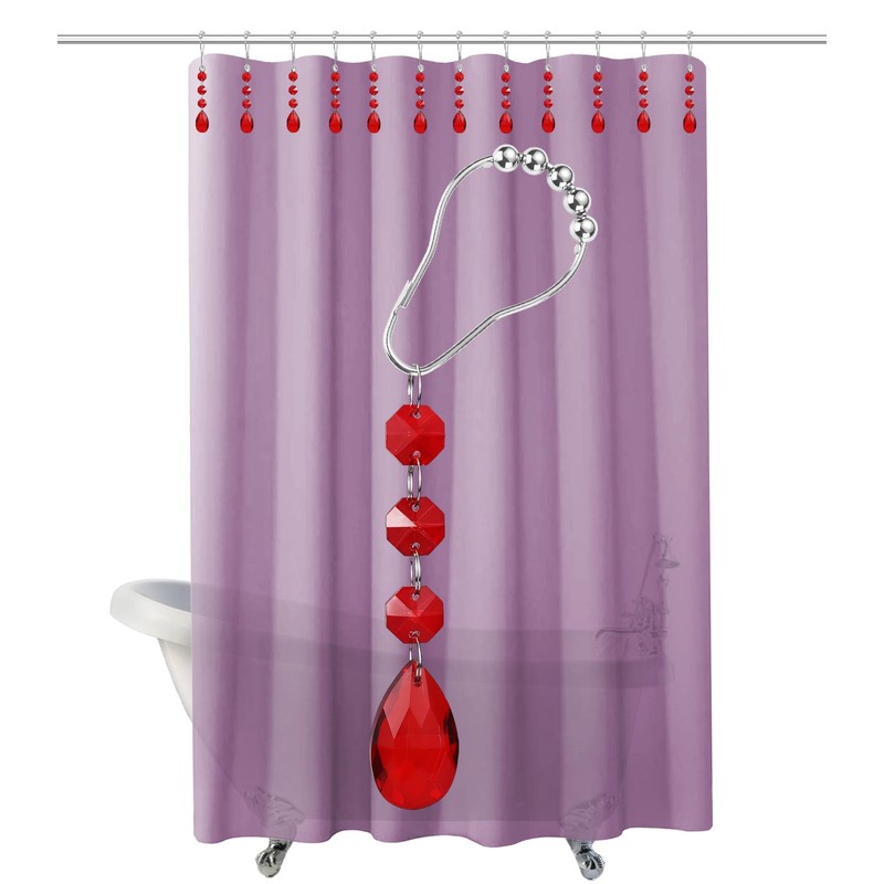 Yapicoco Shower Curtain Hooks Rings for Bathroom, 12PCS Gemstone Crystal