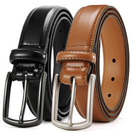 CHAOREN Mens Belts Leather 2 Pack - 1 1/4" Dress Belts for Men Golf Casual Jeans