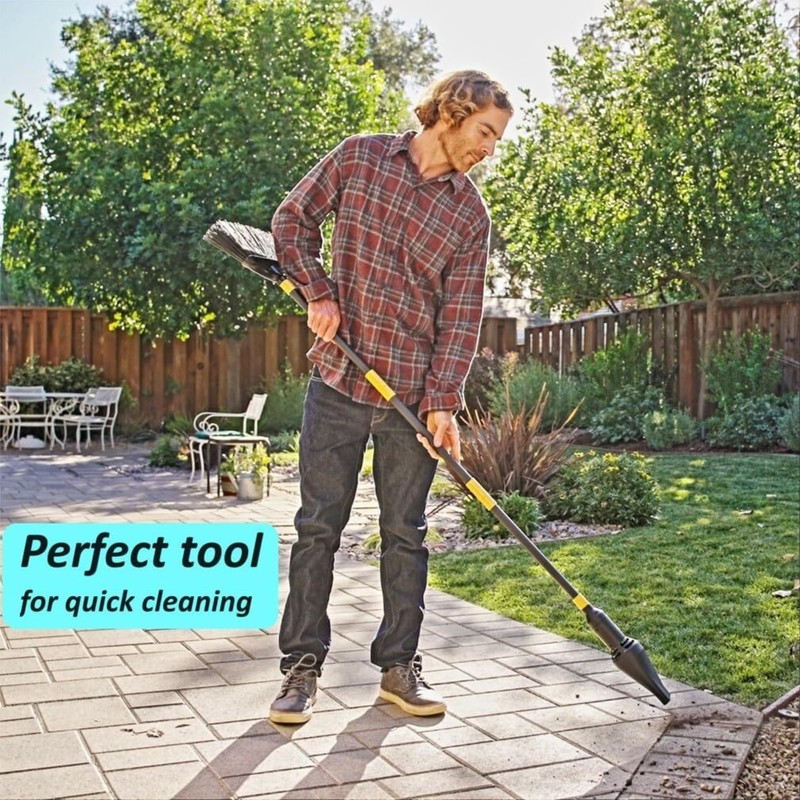 Outdoor Broom with Built-in Lightweight Rechargeable Cordless Mini Leaf Blower