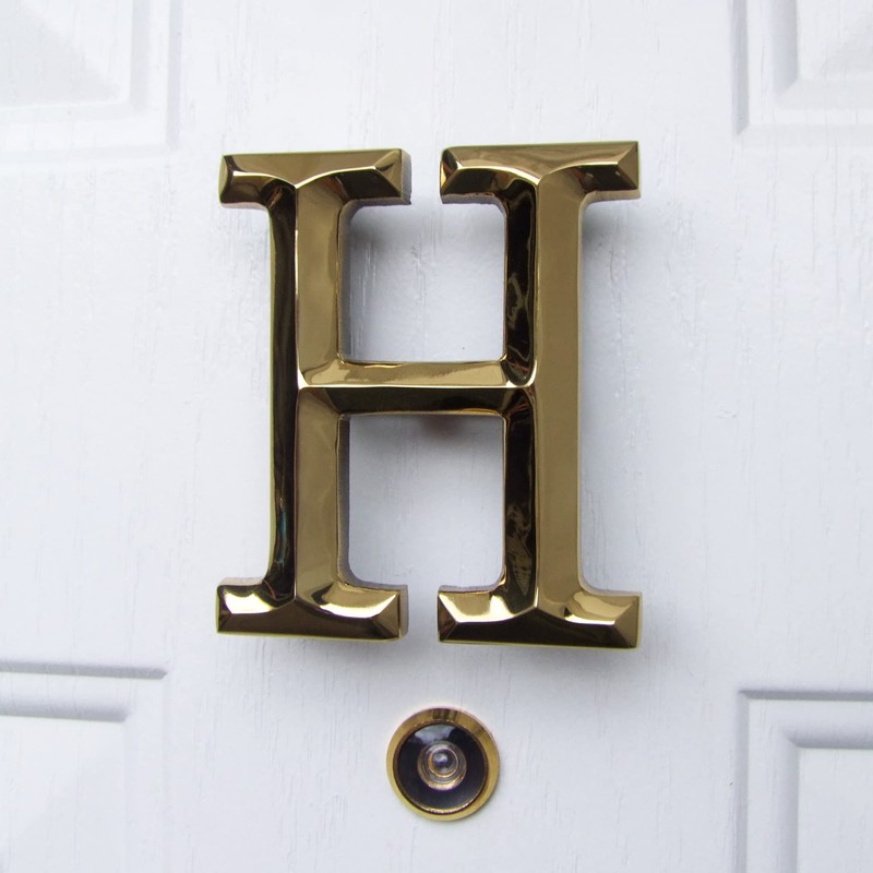 Monogram Letter H Door Knocker - Brass