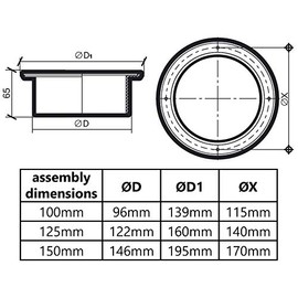 150mm Diameter White Plastic Ventilation Ducting Pipe Wall Plate Spigot
