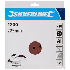 Silverline 273151 Hook and Loop Discs Punched 225 mm 10pk 225 mm 120 Grit
