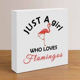 Flamingo Decorations for Home Office Wooden Box Sign Desk Decor Flamingo Themed Gifts for Women Adults Christmas Birthday Graduation Gift for Flamingo Lover Girls Sister Friends Funny Flamingo Gifts