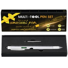 Lasnten Stocking Stuffers Gifts for Men, 9 in 1 Multitool Pen, Gifts for Men, Tools Gadgets for Men, Christmas White Elephant Fathers Day Birthday Gifts for Dad Grandpa Husband Boyfriend(Silver)