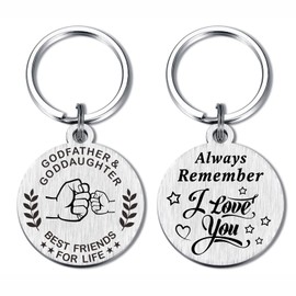 FALOGI Godfather Gifts from Goddaughter, Godfather Birthday Gifts, Remember I Love You Godfather Keychain