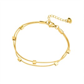 JEWLURE Delicate Women's Gold Bracelet With Adjustable Layered Bracelet In 18k Gold Plating, Perfect For a Woman's Birthday, Valentine's Day