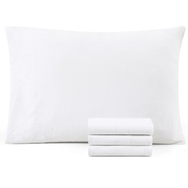 Casa Platino 4 Pack Pillow Cases - King Size 50x90 cm - Pre-Washed 100% Brushed Microfiber with Envelope Closure – Wrinkle Resistant and Soft - White