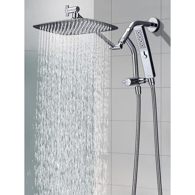 G-Promise All Metal 12 Inch Shower Head with Massage Mode