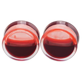 Longbeauty 2Pcs Acrylic Red Liquid Blood Double Flare Ear Plugs Tunnels Gauge 1"