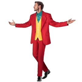 Todeeral Joker Costume Men Solid Jacket Vest Pants(Z3822RD,L)