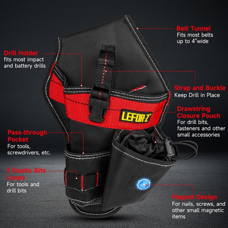 Drill Holster,Heavy-Duty Impact Holster for Tool Belt,Drill Holder,Drill Pouch Fits