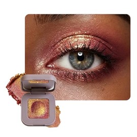 Sombra de ojos dorada brillante, sombra de ojos mezclable de alto pigmento para mujeres mayores, tamaño de viaje ligero, adecuado para todas las forma