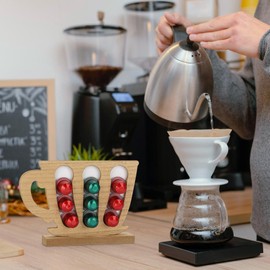 Tbestmax Coffee Pod Holder Container Wooden 2 Pack Coffee Capsule Storage Organizer Coffee Bar Station Organizer