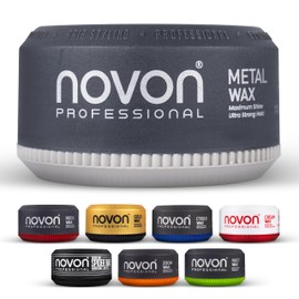 3 x novon Professional Metal Wax 150 ml Hair Wax Mirror Shine Powerful Hold for Defined Styles Fresh Strawberry Fragrance Suitable for Special Occasions Also Child-Friendly