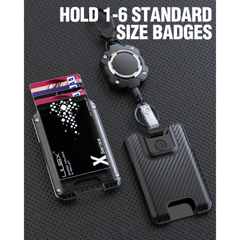 LIUGX Retractable Badge Holders, Heavy Duty Carabiner Keychain, Durable ID