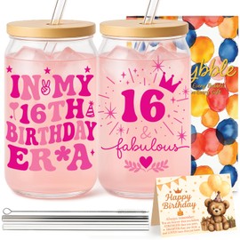 Joybble 16th Girls Birthday Presents, Gifts for 16 Year Olds Birthday Girl, Happy 16th Present Cups with Lids and Straws, Ideas Presents for Kids Granddaughter Stocking Fillers, Cold Drink Cup