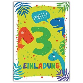 Junaversum 12 Invitations for 3rd Children's Birthday Boys Dinosaur Invitations Third Birthday Party Invitations