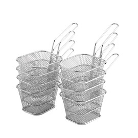Fryer Basket for Chip 8 Pcs Stainless Steel Fries Basket For Fried Food, Chip Frying Serving Basket For Chips, Shrimps, Onion Rings, Kitchen Restaurant Cooking Tools