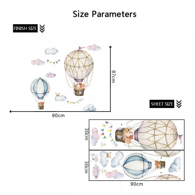 DaraBaby Vinil Decorativo Infantil Globo Aerostático Animales Niños