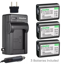 Kastar Travel Charger & 3 battery for Sony SLT-A33 SLT-A35 SLT-A37 SLT-A55