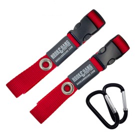 SECURE IT QUICK - Hook & Hang Strap Storage & Organizer - Hang Hoses, Cords, Tools, Drills, Ladders & More. Another Incredible Organizer! (2 PK - W/Hooks, RED)
