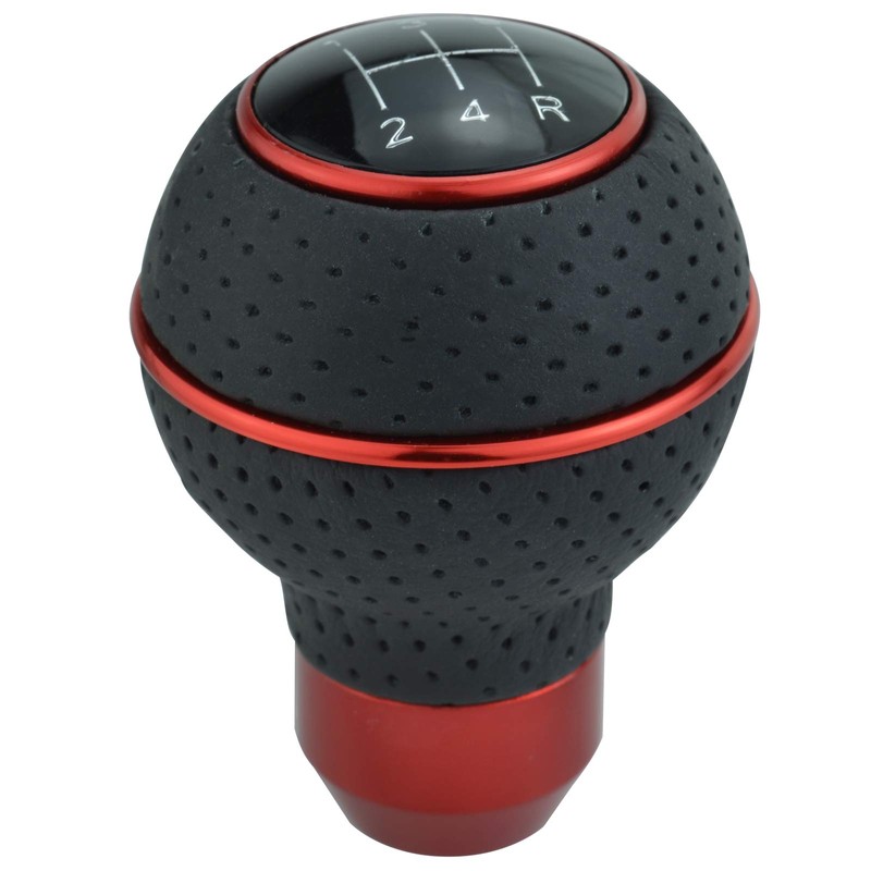 Lunsom 5 Speed Round Shift Knobs, Leather Car Gear Shifter