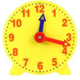 Jizlan Yellow 4 Inch Learning Clock Time Model Teacher Gear Clock 12/24 Hour Learning Tools Activity Toys