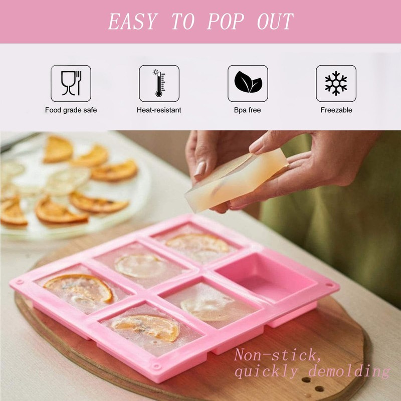 Soap Molds Silicone-2PCS 6 Cavities Rectangle Soap Mold,DIY Handmade Soap