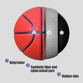 MINDCOLLISION Size 5/6/7 Solid Colour Basketball, No Standard, Non-Slip, Wear-Resistant, Suitable for Indoor and Outdoor Children, Women, Teenagers, Adults, Basketball, Red, 6