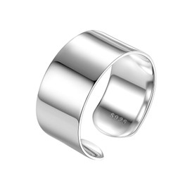 Prosilver Open Ring 925 Sterling Silver for Ladies Men 5mm/10mm/15mm wide high gloss polished/brushed Adjustable Ring perfect gift