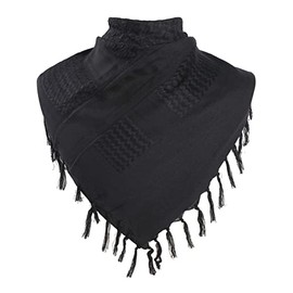 Bufanda negra para hombre, Mascada táctica de algodón, Bufanda para mujer, bufanda de invierno, Bufanda Manta Cuadrada Bufanda Borlas de Moda Bufanda Suave de Peluche con bordes con flecos (Negro)