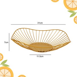 Hniuyun Gold Fruit Bowl, Metal Wire Fruit Basket for Fruit and Vegetable Storage, Minimalism Fruit Holder Stand for Kitchen Counter, Home Decor, Table Centerpiece
