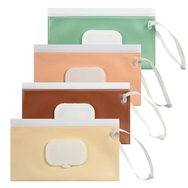 4Pcs Wet Wipe Pouch Dispenser,Portable Refillable Wipe Holder Container,Reusable Travel Wet Wipes Pouch,Travel Wet wipe Pouch,Refillable Wipes Container for Travel