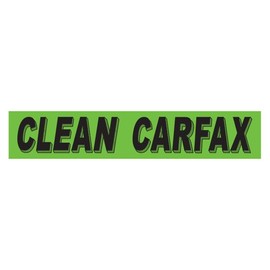 Clean Carfax Slogan Window Stickers for Car Dealerships - Black on Fluorescent Green - Weatherproof Vinyl - 14.5" × 2.75" - Easy On/Off Adhesive - Pack of 48