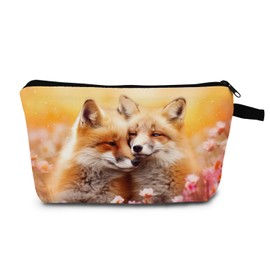 MoCaliduccious Cute Fox Cosmetic Bag Gift for Women Small Makeup Bag for Purse Cosmetic Bags for Women Zipper Travel Toiletry Pouch Fox Makeup Bags