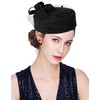 ELLYDOOR Wool Fascinator Hat Winter Wool Felt Pillbox Hat for