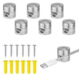 Pack of 6 Cable Anchors for Desk Organisation, Charging Cable Management Clips, Metal Cable Holder for Cables, Sturdy Aluminium Cable Organiser for the Home Office (Silver)