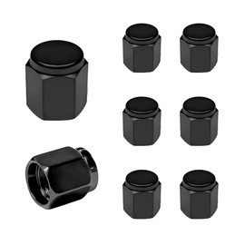 DXNQ 8 PCS Tire Valve Stem Caps, Aluminum Alloy Tire Valve Stem Protective Caps with Rubber Seal, Universal Wheel Valve Stem Covers for Cars Trucks and SUVs, Car Accessories (Black)