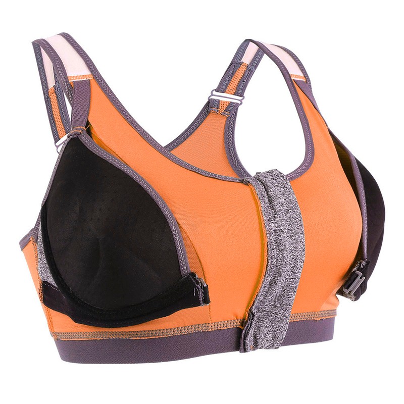 Women Yoga Fitness Zipper Stretch Workout Wireless Padded Shockproof Sports