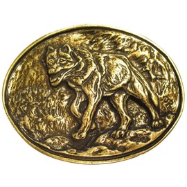 BELTINGER Wolf Belt Buckle 4.0 cm | Buckle Interchangeable Buckle Belt Buckle 40 mm Solid | for Hunting Outfit | Interchangeable Belt up to 4 cm, Old Brass