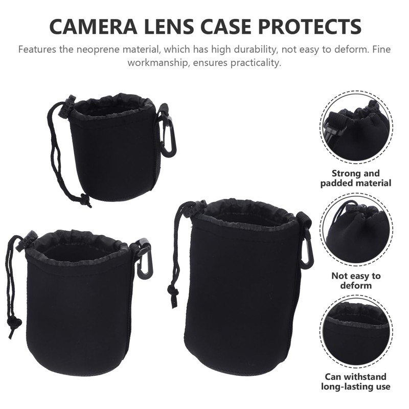 Homoyoyo 3pcs Lens Bag Digital Camera Case Mini Camera Lens